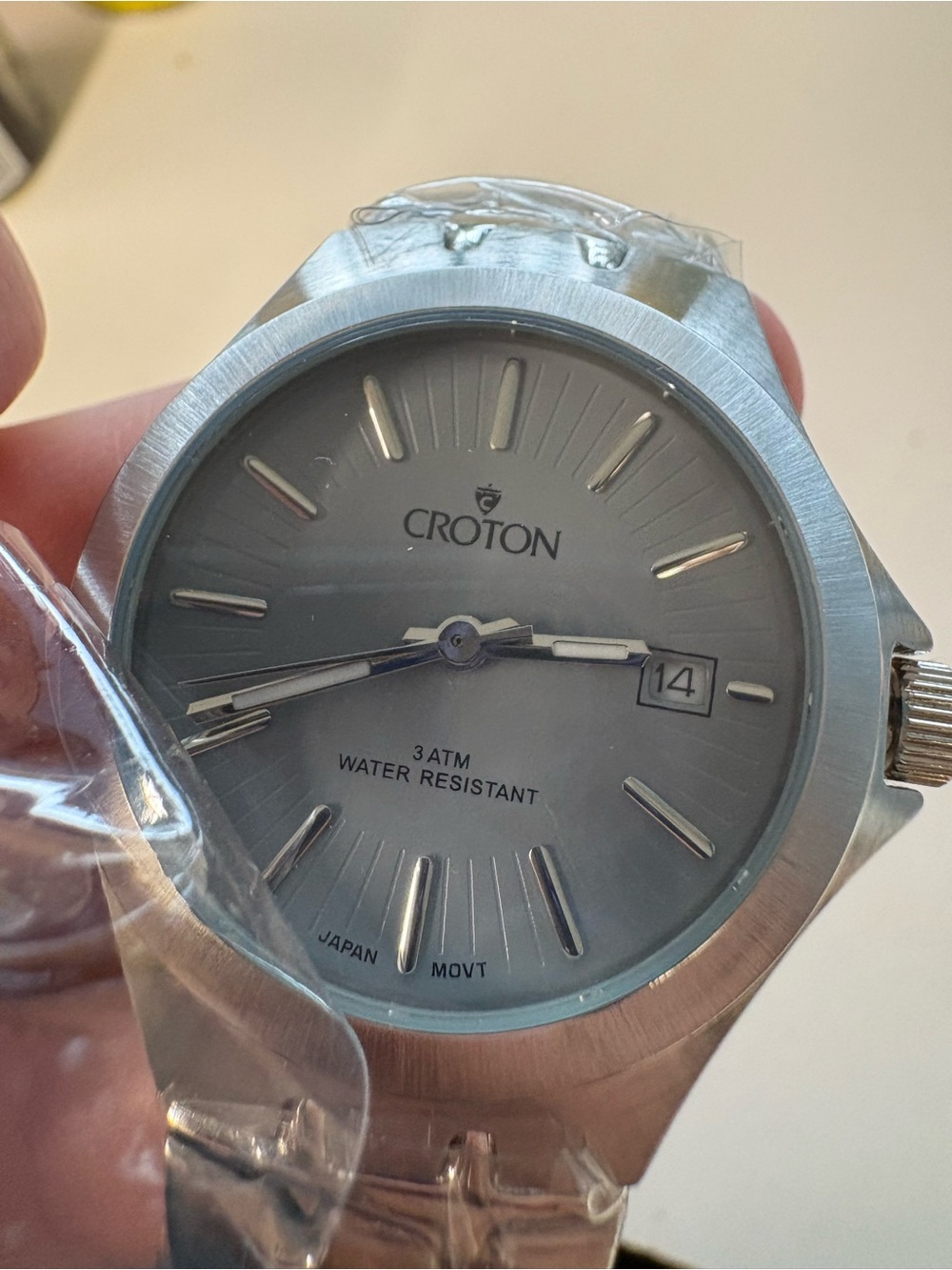 Croton Silver-Tone Stainless Steel Watch with Silver Dial